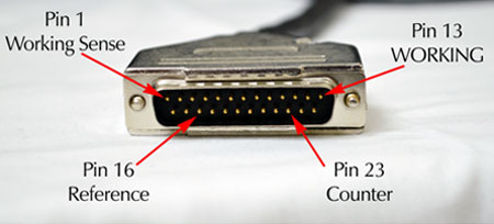 . Pins in the cell cable for the Reference 600+ potentiostat. 